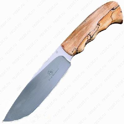 Туристический охотничий нож с фиксированным клинком 12.8 см AB/Hippo R SPALTED MAPLE