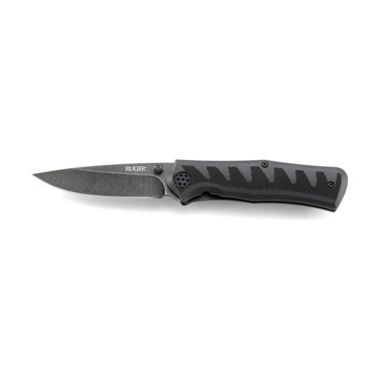 Полуавтоматический складной нож Ruger Knives Crack-Shot™ Compact Ken Steigerwalt Design Blackwashed Plain Blade