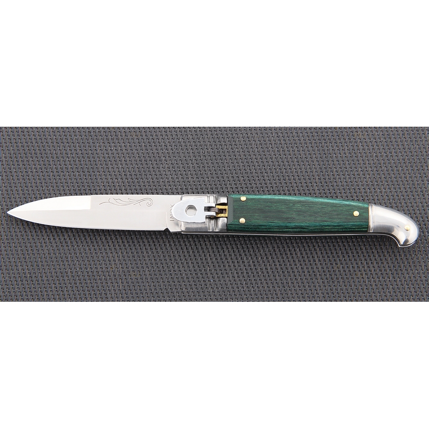 Автоматический складной нож Fox Classic Auto Pocket Engraved Bayonet Blade Green Colored Palissander Wood